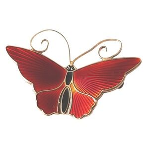 David Andersen Norway Sterling Silver Guilloche Enamel Butterfly Brooch Pin Vtg